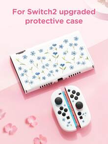 Blue Floral Pattern Protective Case, Compatible With New Switch 2 (2025), Switch NS/Switch OLED/Lite, Accessories For Switch 2 Console, Full Set Including Storage Pouch, Card Slot Base, Switch Protective Cover, Romantic Gift For Switch Players, Gift For Kids/Family - Multicolor - View 6