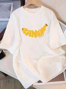 Printed T-Shirts - Soft Cotton T-Shirt For Women - Loose Fit, Round Neck, Casual Style For Everyday Wear, Breathable And Comfortable, Basic Style, Machine Washable, Summer Essential, Fun Design, Short Sleeve, Adult Style - Unisex, Loose Fit - Comfortable Cotton T-Shirt With Urban Vintage Style. - 白色 - 查看 1