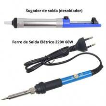Kit Ferro Solda + Tubete Estanho Com Resina E Sugador Solda 60W-(110V-220V) - 110V - Visão 8