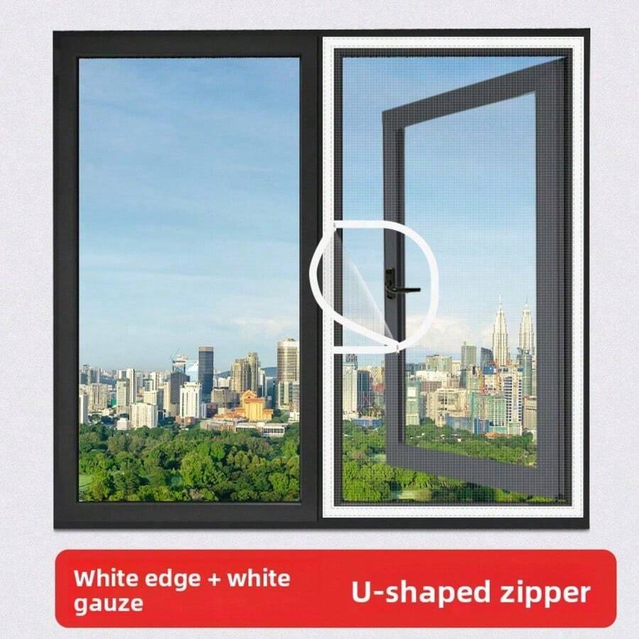1pc Magnetic Mesh Window Screen, Self-Adhesive Invisible Fly Screen, Fits Push-Pull Windows, Comes With U-Shaped Small Window, Convenient For Opening And Closing, Available In Multiple Sizes - AAA - View 1