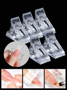 5/10pcs Clear Plastic Nail Fixing Clips – Portable Fingernail Holders For Acrylic Gel Extensions & Nail Art Manicure Salon & Home DIY Gel Nail Care Accessories - Clear - View 2