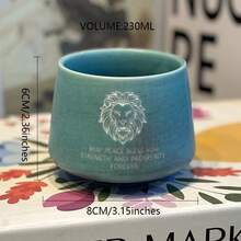 1个狮头祝福陶瓷咖啡杯，ins风奶油色简约可爱陶瓷杯，经典花卉系列，手工制作，高美感茶杯/咖啡杯，适合居家、餐厅、咖啡馆使用 - 可爱、创意、个性化早餐杯、茶杯、咖啡杯，完美的生日和节日礼物 - 彩色 - 查看 12