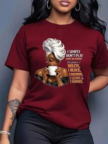 Camiseta de Verano Premium Estampada para Mujer - Corte Holgado, Cuello Redondo - Secado Rápido, Transpirable, Tallas S-2XL, Manga Corta, Hombro Regular, Corte Regular, Moda Primavera/Verano, Top Casual Sexy para Combinar (Lavable a Máquina) - Camiseta Estampada Negra para Mujer - Azul - Ver 9
