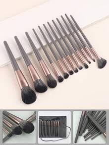 ronshadow Bộ cọ trang điểm 12 món, bao gồm cọ phấn phủ, cọ má hồng, cọ nền, cọ phấn mắt, cọ che khuyết điểm, cọ tạo khối, cọ highlight, cọ tán màu, kèm hộp đựng. - Nhiều màu - Xem 9