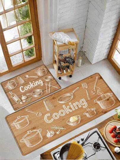 Thảm lót sàn nhà bếp họa tiết vân gỗ vẽ tay, bền, chống trơn trượt, có thể giặt được, thích hợp cho nhà bếp, phòng ăn, căn hộ nhỏ, thảm nhà bếp nghệ thuật cổ điển.