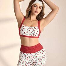 WanderVale 2pcs Women Floral & Polka Dot Print Cute Sweet Casual Sports Vest And Shorts Yoga Set Women's Swimsuit 2 Pieces Women's Swimsuits Two Pieces Swimwear Tummy Control Swimsuit Yacht Outfit Women Women Summer Outfits 2 Pieces Women Two Pieces Women's Summer Co Ord Women 2 Pieces Outfit Casual Women Vacation Outfit Sets - Rojo - Ver 6