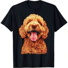 1 All Seasons Happy Golden Doodle Face Design T-Shirt, Pure Cotton, Single Side Print, Round Neck, Short Sleeve, Unisex, Base Layer, 180g, 100% Cotton. - 顏色 5 - 查看 6