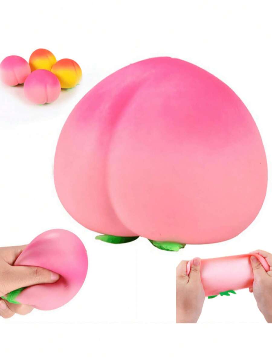 1/2pcs 2026 New Creative Peach Shaped Soft Fidget Ball, Novelty Art Piece Suitable As Party Favors Or Promotional Items, Effective For Anxiety Relief. Applicable For Outdoor Spaces And Office Environments. Innovative Relaxation Tool, Excellent Birthday Gift, Ideal For Friends, Birthday, Party - A - View 1