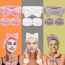 9 pezzi Set di pulizia del viso multifunzionale, strumenti per rimuovere il trucco e detergere resistenti all'acqua, risolvono problemi come peli sparsi, maniche bagnate, spugne per il trucco difficili da pulire, assorbimento della polvere, progettato in dolce rosa con fascia per capelli a fiocco + fascia per polso + spugna per trucco + spugna per trucco, la spugna per trucco è lavabile, la spugna per trucco è a grana fine e non assorbente - Multicolore - Visualizzare 5