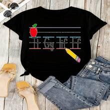 Teacher Appreciation Graphic T-Shirt Thank You Teacher Best Teacher Educator Gift Heartfelt 100% Cotton Oversized Soft Breathable Casual Crewneck Short Sleeve Top Teachers Educators School Staff Gift Givers - Negro - Ver 13