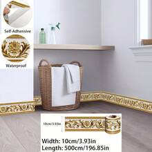 1 Roll 10X500Cm (3.9X196.9In) Self-Adhesive Wall Trim, Vintage Floral Vinyl Removable Wall Border Decor, Suitable For Bathroom, Appliance Renovation, Holiday Decoration, Self-Adhesive, Gift Idea, Home Decor - A - View 2
