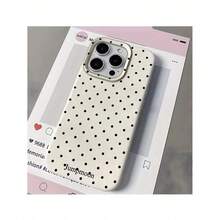 1pc Black Polka Dot UV Printed Pattern Design Leather Texture Phone Case - Multicolor - View 4
