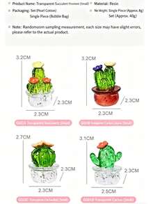 創意仙人掌植物車用裝飾品，透明樹脂工藝，電視與電腦裝飾小雕像，高品質禮品 - 套裝 - 查看 8