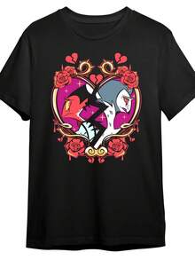 Men's Unisex Summer Breathable Short-Sleeve T-Shirt With A Fun Broken Heart Print, Retro Style. Anime Style T-Shirt. Sizes From S To 3XL. Lightweight, Comfortable, Versatile, Casual Everyday Shirt, Sporty Style. Style, Outdoor Activities, Street Style, Fashionable Fashion, Attractive Climate, Summer Clothes, Casual Wear, Party Set, Perfect For Vacation & Playtime, Great For Party & Family, Vacation, Perfect For Daily Wear, Clothing Set & Gift. - 黑色 - 查看 7