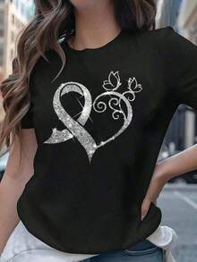 Women's Black Short-Sleeve T-Shirt With White Rhinestone Diva Letter Graphic, Shiny Aesthetic Short-Sleeve Top, Sexy Baddie Style Party Top, Fashionable Casual Blouse For Clubs, Pretty Blouses, 100% Cotton - 黑色 - 查看 5