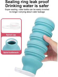 1 Pack Unicolor Pink (Image/Color) 600ml Collapsible Water Bottle With Clip Silicone Leak-Proof Portable For Gym Camping Hiking Outdoor Sports Travel For Airplane Cruise For Hydration Use - 黑色 - 查看 4