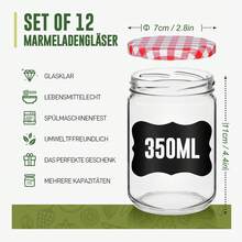 Glass Jam Jar Set With Airtight Lids And Labels - Perfect For Homemade Jam, Preserves And Honey 240/350ml Red - Red - View 13