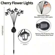 1pc 6-Head Solar Outdoor Garden Lights, Steady And Flashing Dual Mode Landscape Decor Lamp - White Light Inserts Lanterns - View 7