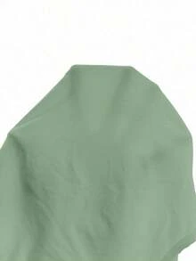 Camiseta de manga corta con parche de encaje en color liso, versátil y casual - verde menta - Ver 5