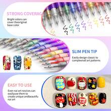 Flysea 12/24 peças/Conjunto Canetas de Arte de Unhas com Ponta de Metal, Canetas de Tinta Acrílica 0,5mm, Tinta de Arte de Unhas à Prova d'Água, Canetas de Ponto e Linha de Secagem Rápida DIY, Perfeito para Arte de Unhas Criativa Canetas de Arte de Unhas de Ponta Dupla, 12/24 Cores Canetas de Arte de Unhas Clássicas 0,7mm, Canetas de Pintura de Arte de Unhas, Canetas de Destaque e Contorno de Arte de Unhas DIY, Marcadores de Arte de Unhas, Conjunto de Marcadores de Arte de Unhas de Material ABS, - Multicolorido - Visão 5