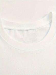 Casual White Short-Sleeved Crew Neck T-Shirt With A Pink Butterfly Print And Gold Flecks, Perfect For Spring And Summer. A Fun And Stylish Look. - 黑色 - 查看 3