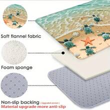 1PC/2PCS/3PCS Kitchen Floor Mats, Beach Sea Turtle & Starfish Print, Non-Slip, Water Absorbent, Soft & Comfortable, Easy To Clean, Ideal For Kitchen Decoration - Multicolor - View 5