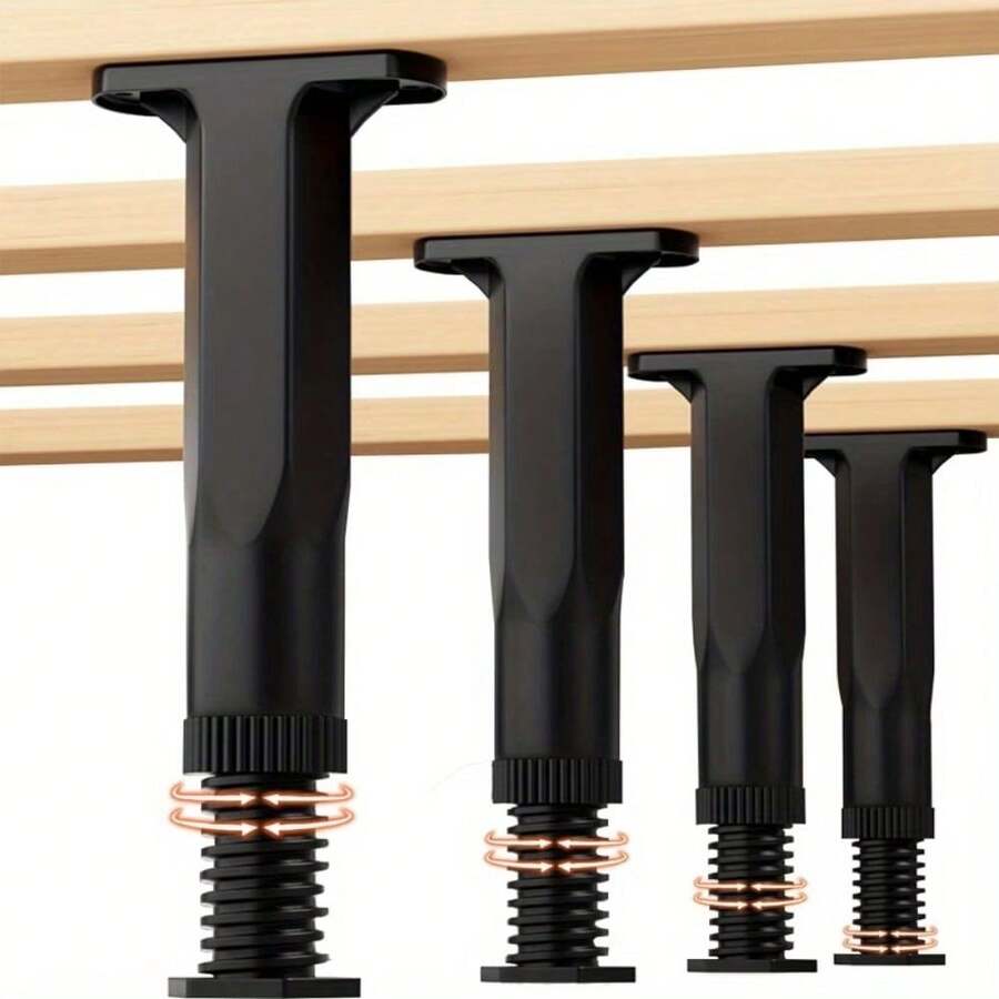 4pcs Adjustable Bed Frame Support Legs, Universal Height Range, Suitable For King And Queen Size Beds, Easy Installation, No Power Required, 4-16pcs Sturdy Support - Black - View 1