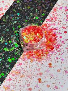 1 Botella de Polvo de Brillo Holográfico Colorido Mixto 3D, Lentejuelas, Decoraciones de Arte de Uñas, Accesorios de Joyería de Uñas DIY Coreanos - Multicolor - Ver 48