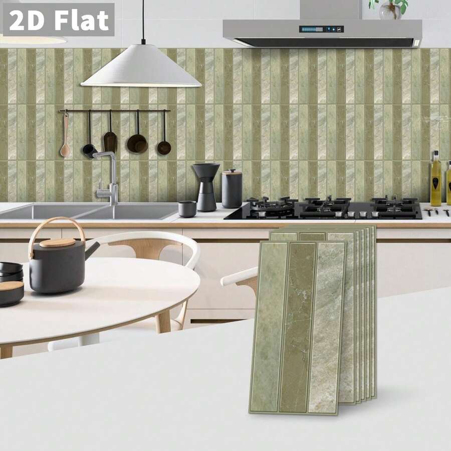 15x30厘米绿色大理石纹瓷砖贴纸 | 适用于标准尺寸的防溅板,复古石材外观 - C - 查看 1