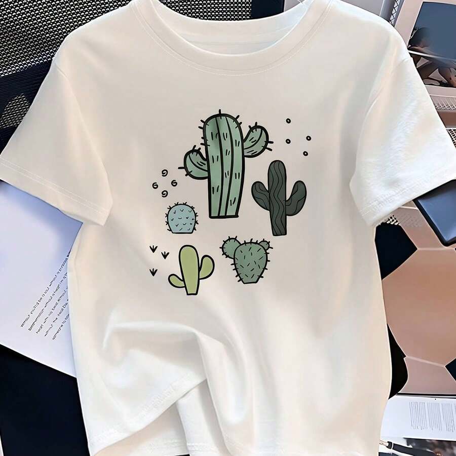 Women's T-Shirt With Minimalist Bear Design And Text - 白色 - 查看 1