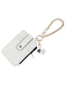 1pc Pastel Color Card Holder Keychain, Spring Floral Chain Design Zipper Coin Pouch, Practical & Gentle, Suitable For Commuting, Dating Or As A Thoughtful Gift - Multicolor - View 12