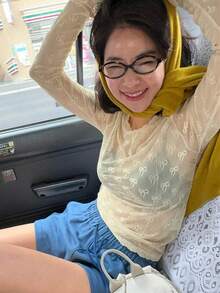 韓系Ins可愛系蝴蝶結網紗層疊長袖T恤內搭衫休閒款 - 杏色 - 查看 4