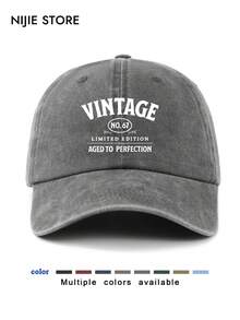 1pc 67th Birthday Graphic Print Baseball Cap For Men, Washed Vintage Hat For Outdoor Sun Protection, Suitable For Street & Daily Wear,Beach,Holiday - A - View 9