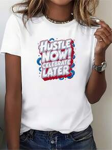 Hurry Now! Celebrate Later 180g Crew Neck Casual T-Shirt For Festive Gatherings And Corporate Team Building Activities - Perfect Gift For Family And Friends - 白色 - 查看 7