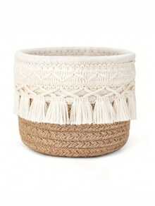 Tassel Desktop Storage Basket, Makeup Brush Storage Box, Round Woven Storage Basket, Suitable For Storing Makeup Brushes, Hair Clips And Hair Accessories, Suitable For Storing Earphones And Data Cables, Miscellaneous Storage Box, Remote Control Storage Basket, Suitable For Living Room, Bedroom And Garden, Suitable As A Gift For Friends, Wedding Souvenir, Birthday Gift - Multicolor - View 6