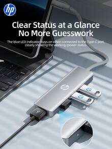 HP 5-in-1 Docking Station, DHC-CT210, Paduan Aluminium, Type-C ke DC + USB 3.0*4, Transfer File Efisiensi Tinggi, Dock Multifungsi Portabel, Pasang dan Mainkan - View 4