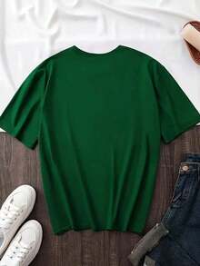 1 Piece Fashion Casual T-Shirt For Men And Women, Short Sleeve With Easter Letter Print And Round Neck UC3W. Versatile, Easy To Match, Suitable For Daily Wear, Urban Style, Holiday Wear, Weekend Wear. - 深綠色 - 查看 2