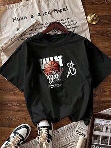 Stylish Short-Sleeve T-Shirt With A Sporty And Youthful Design. This  Short-Sleeve T-Shirt For Spring And Summer 2026 Is Made In Mexico And Weighs 180 Grams. It Features A Cartoon Print And A Couple's Design, Making It Suitable For Indoor Or Outdoor Wear. The Crew Neck Is Unisex And Ideal For Both Office And Leisure. One-Pack. - BK-P631577SLNDXZGY590 - 查看 4