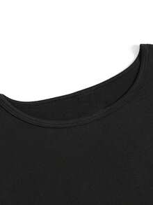 Camiseta de manga corta para mujer con cuello redondo, diseño estilo camisa |   Top casual de cuello redondo |   Ropa de uso diario para primavera y otoño |   Camisa de elasticidad media, lavable a máquina, adecuada para la talla estándar B1 (no es una camiseta de cuello redondo). Blusas casuales para mujer. - Negro - Ver 4