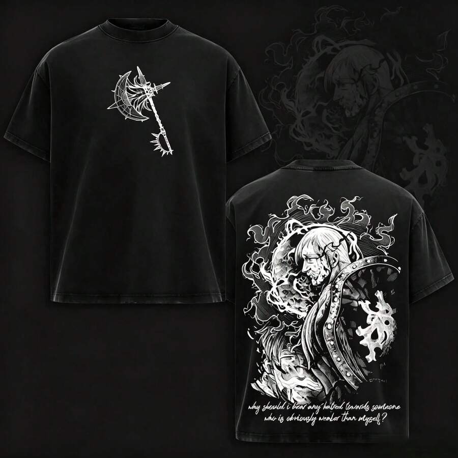 Escanor T-Shirt From The Seven Deadly Sins - A269 "Who Decided That?" Pride Sin Graphic Retro Heavy Unisex Anime Streetwear Gift For Fans - 黃色 - 查看 1