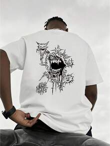 Men's Casual Fashion T-Shirt - Regular Fit, Short Sleeves, Round Neck, With A Modern Printed Design, Perfect For Urban Wear Or Everyday Style, Or As A Gift. - 白色 - 查看 8