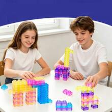 40PCS Transparent Soft Rubber Building Blocks, Free Assembly Animal And Vehicle Shapes, Suitable For Home Play, School Activities, Educational Tools, Friend Interaction, Desktop Creative Games, Birthday Party Gifts And Holiday Gifts - Multicolor - View 4