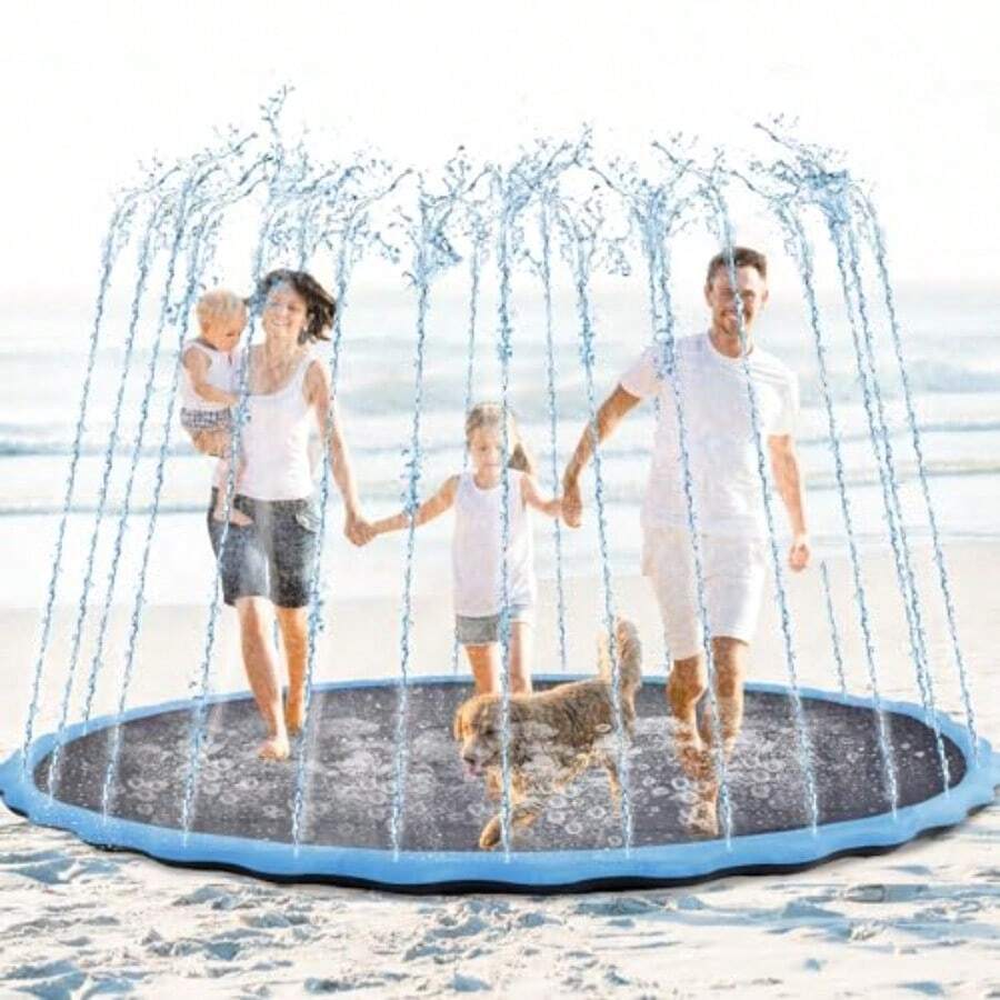 Lewtemi - Almohadilla antideslizante gigante de 8 pies 96 para adultos y perros, rociadores gruesos para piscina, verano, al aire última intervensión, tapete de juego para agua para patio trasero - como se muestra - Ver 1