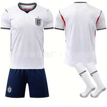 Conjunto de equipo de fútbol con jersey blanco de local de Inglaterra número 10 Bellingham, número 7 Saka, número 9 Kane y pantalones azules - Calcetines sin talla - Ver 12