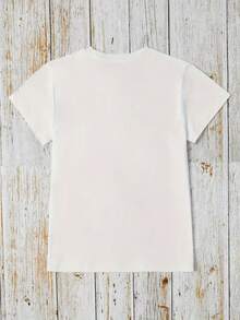 Plus Size - Plus Size - 0-8XL Plus Size Fashion Casual Printed T-Shirt Women's Clothing, Modern Base Layer Daily Outing Casual Wear For All Seasons Comfortable Fit Short Sleeve T-Shirt Multicolor Available Funny Women's T-Shirt Holiday Gift Plus Size Women - 白色 - 查看 2