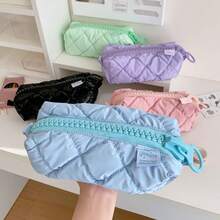 1pc Candy Color Makeup Bag, Travel Portable Cosmetic Storage Bag, Large Zipper Student Stationery Pencil Case - Multicolor - View 3
