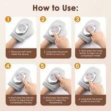 Hailicare Wireless Electric Hand Massager With Heating And Air Compression, 3 Modes, 3 Intensities, 3 Heating Levels, Suitable For Wrist, Finger And Palm Massage, Helps Relax Muscles - Light Grey - View 8