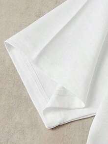 1 Piece Of Cotton English Print Mid-Length Short Sleeve T-Shirt, White, Women's Top, Elegant Graphic Print, 180g, 100% Cotton. - 白色 - 查看 6