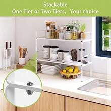 Across-Star - Estante organizador expandible para gabinete soporte apilable para mostrador de cocina estante de despensa de altura ajustable estante para especias blanco paquete de 2   39586756 - Blancopaquete de 2 - Ver 6