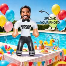 1pc Customized Face Inflatable Blow-Up Prop, Single Woman/Man Party Gift, Bride/Groom Prank Gift, Novelty Pool Birthday Wedding Decoration - Multicolor - View 5